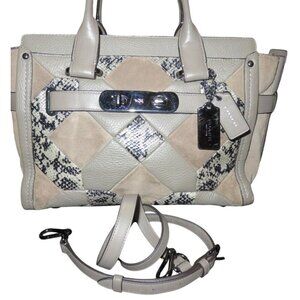Coach 2015 Swagger 27 Patchwork Soft Suede & Exotic Embossed Leather 2 Way Tote